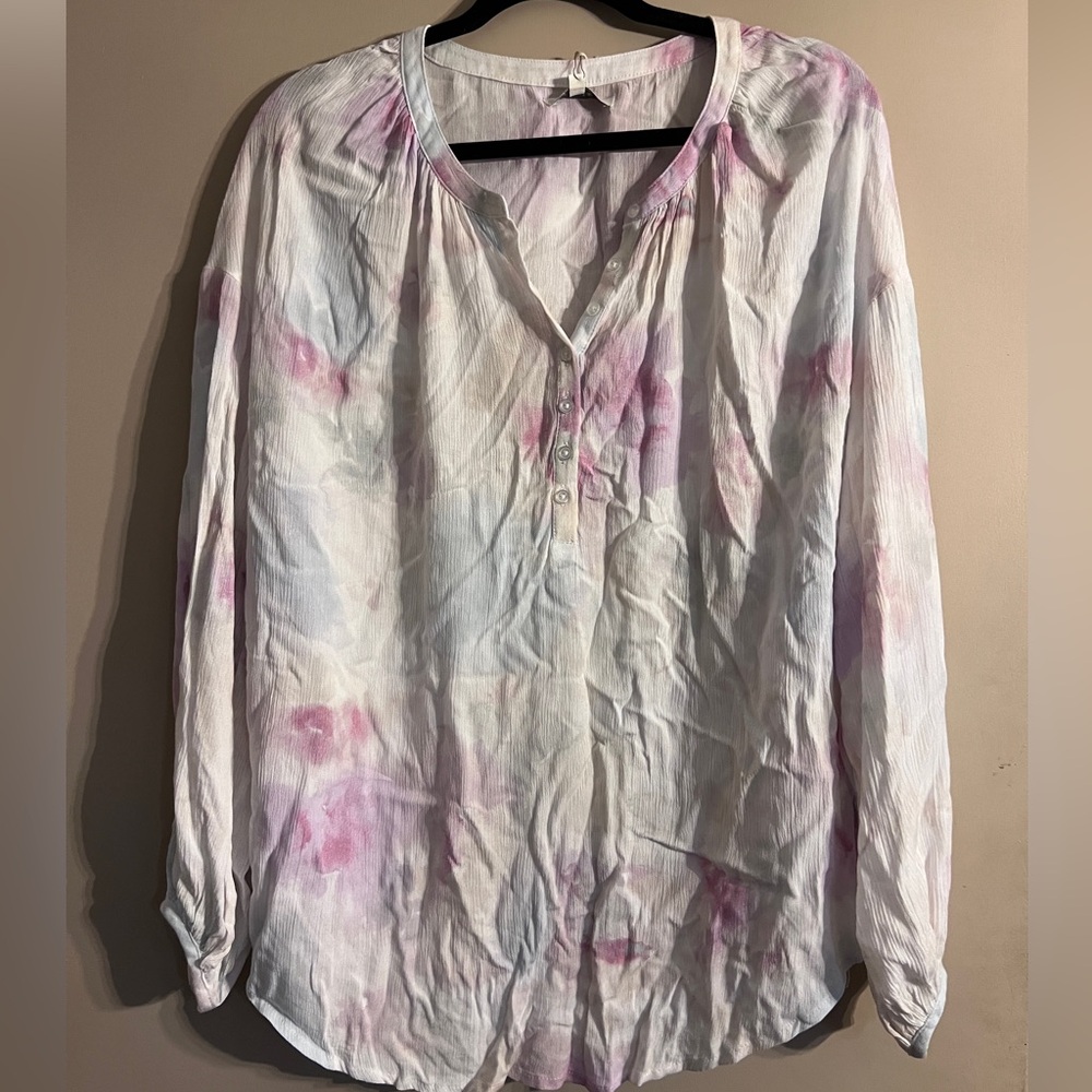 Z Supply Pink and White Button Down Shirt